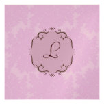 Purple Damask Monogram Invitation in Metallic