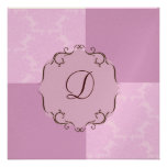Purple Damask Monogram Invitation in Metallic