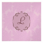 Purple Damask Monogram Invitation in Metallic