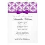 Purple Damask Ribbon Bow Bridal Shower Custom Announcement