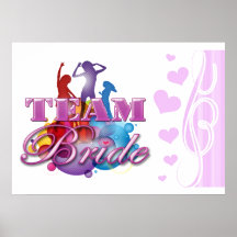 Purple dancing team bride bridesmaids bridal party posters