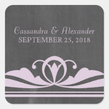 Purple Deco Chalkboard Wedding Stickers
