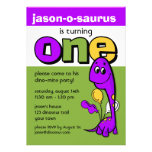 Purple Dinosaur 1st Birthday Personalized Invitations