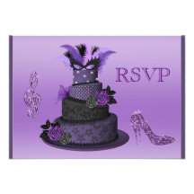 Purple Diva Cake, Sparkle High Heels RSVP Invitation