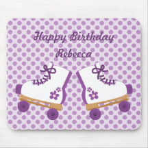 Purple Dots Roller Skate Birthday Mousepad