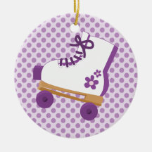 Purple Dots Roller Skate Birthday Ornament