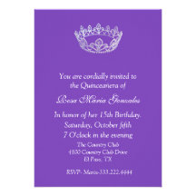 Purple Elegant Crown Quinceañera Invitation