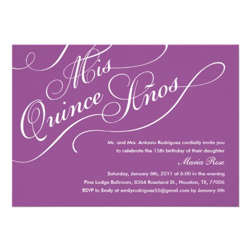Purple Elegant Quinceanera Invitations