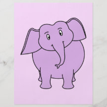 Purple Elephant. Cartoon Flyer