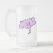 Purple Elephant Face. Cartoon. Coffee Mugs