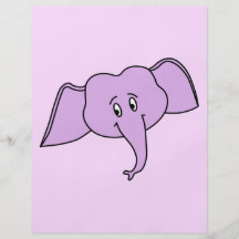 Purple Elephant Face. Cartoon. Personalized Flyer