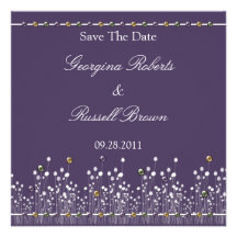 Purple Embellished Save The Date Custom Invitations