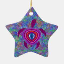 Purple Eye Turtle Star Ornament