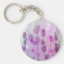 Purple Floral Background Key Chains