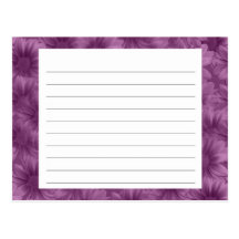 Purple Floral Recipe Card Post Card