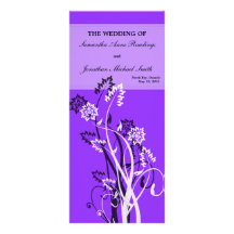Purple Floral Wedding Program Full Colour Rack Card