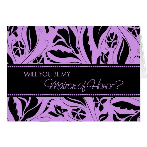 Purple Flowers Matron of Honour Invitation Card