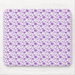 Purple Flowers on White Mouse Pad