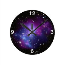 Purple Galaxy Cluster Wall Clock