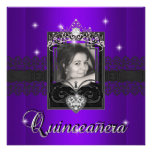 Purple Glitter Quinceanera 15th Birthday Party Custom Invitation