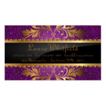 Purple Glitter Sequin Disco Glitz Business Card