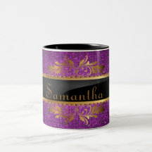 Purple Glitter Sequin Disco Glitz Coffee Mug Cup