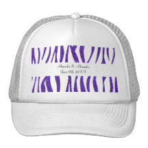 Purple glitter zebra stripes wedding favours trucker hat