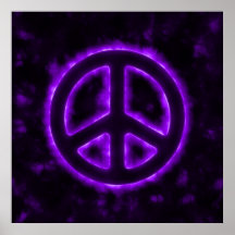 Purple Glow Peace Sign Poster