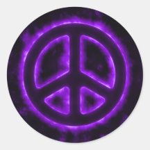 Purple Glow Peace Sign Sticker