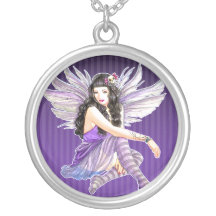 Purple Gothic Stripe Fairy Custom Necklace