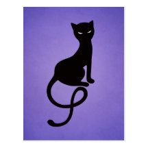 Purple Gracious Evil Black Cat Postcards