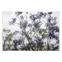 purple green flowers against bright sky floral placemats