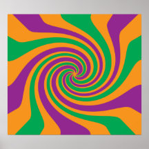 Purple green orange swirl posters