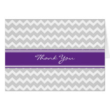 Purple Grey Chevron Wedding Thank You Card