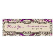 Purple Grey Vintage Floral Wedding Thank You Tag Business Card