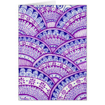 Purple Happy Birthday Damask Indian Mandala Blank Cards