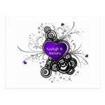 Purple Heart Black Swirls Save The Date Postcards