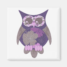 Purple Hibiscus Owl Magnet