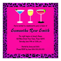 Purple & Hot Pink Leopard Print Bachelorette Party Invites