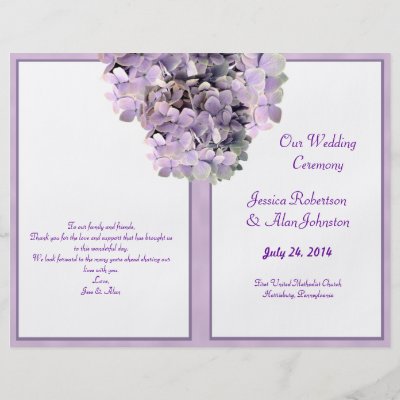 Purple Hydrangea Template Wedding Program Flyers by BlueHyd