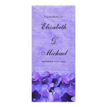 Purple Hydrangea Wedding Program Rack Card Design