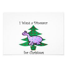 Purple I want a dinosaur for christmas Personalised Invitations