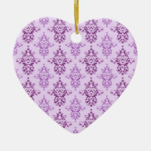 Purple Lavender Two Toned Damask Christmas Tree Ornament