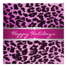 Purple leopard Holiday Invitation
