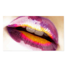 Purple lips, multicolour lip design business card