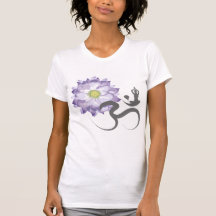 Purple Lotus Flower Yoga Om Calligraphy T-Shirt