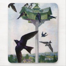 Purple Martins and Their Birdhouse Mouse Pad