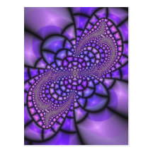 Purple Mosaic Fractal Flower Postcards
