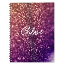 Purple named CHLOE crystal glitter notebook notebooks
