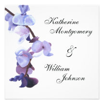 Purple orchids wedding invitation